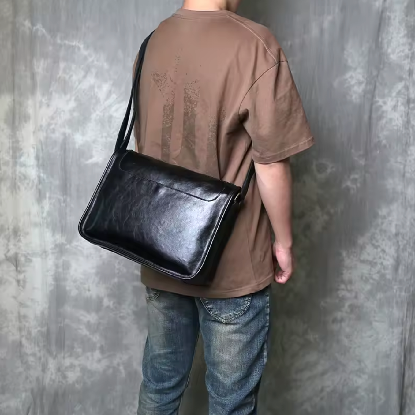 Genuine Leather Crossbody Men's Messenger Bag for Office
