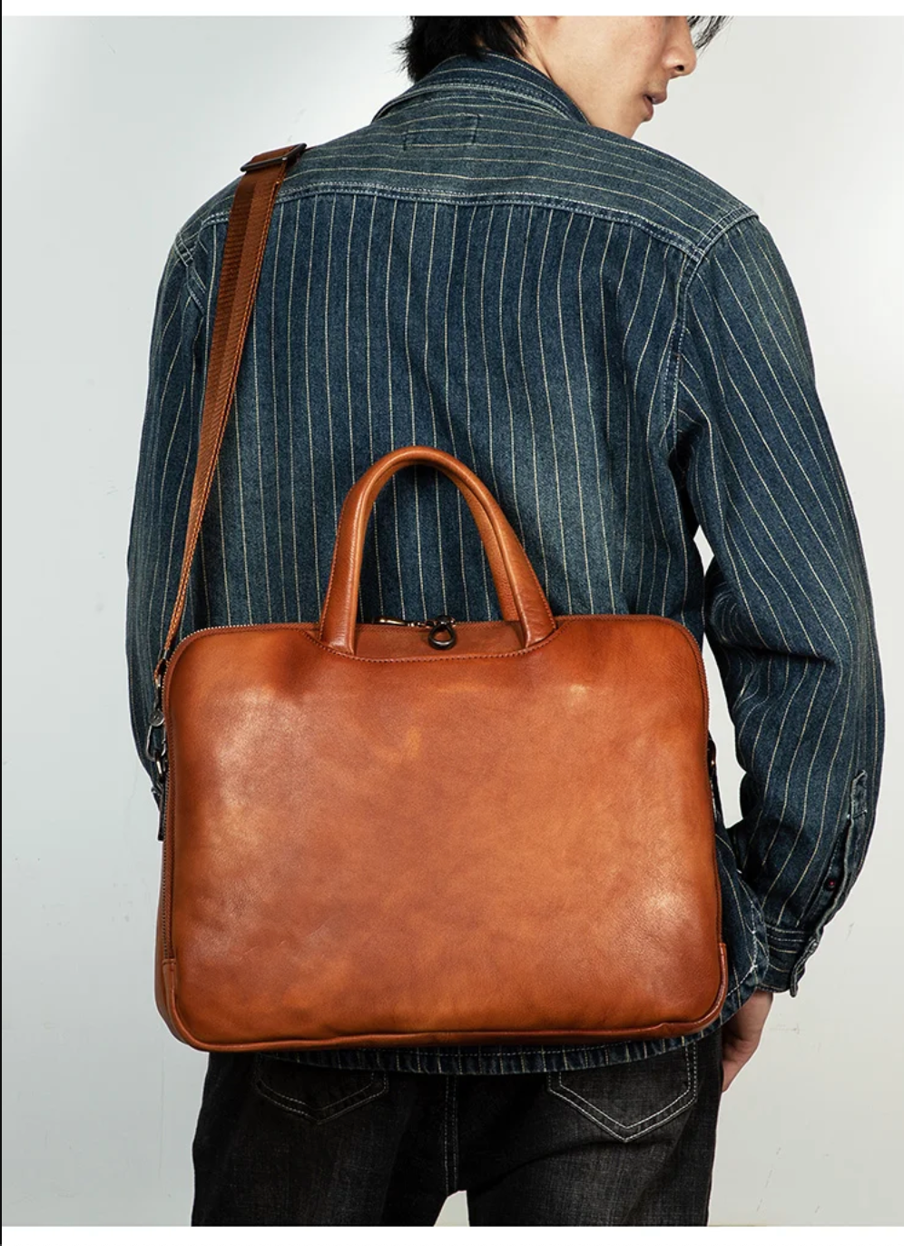 Business Leather Briefcase Men’s Shoulder Laptop Bag