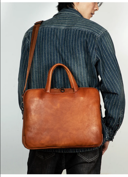 Business Leather Briefcase Men’s Shoulder Laptop Bag