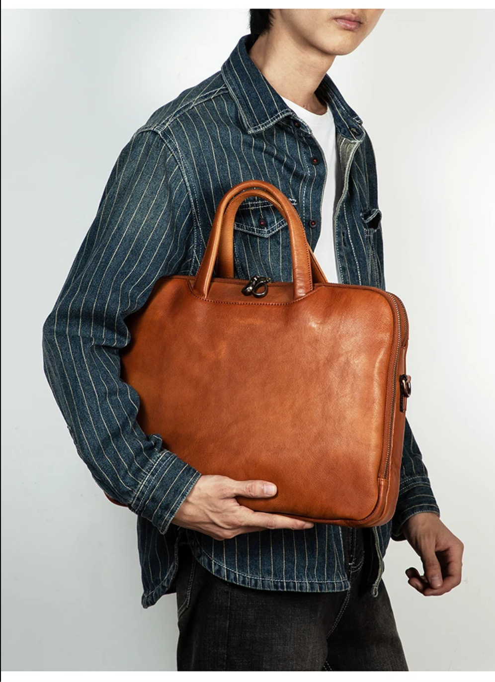 Business Leather Briefcase Men’s Shoulder Laptop Bag