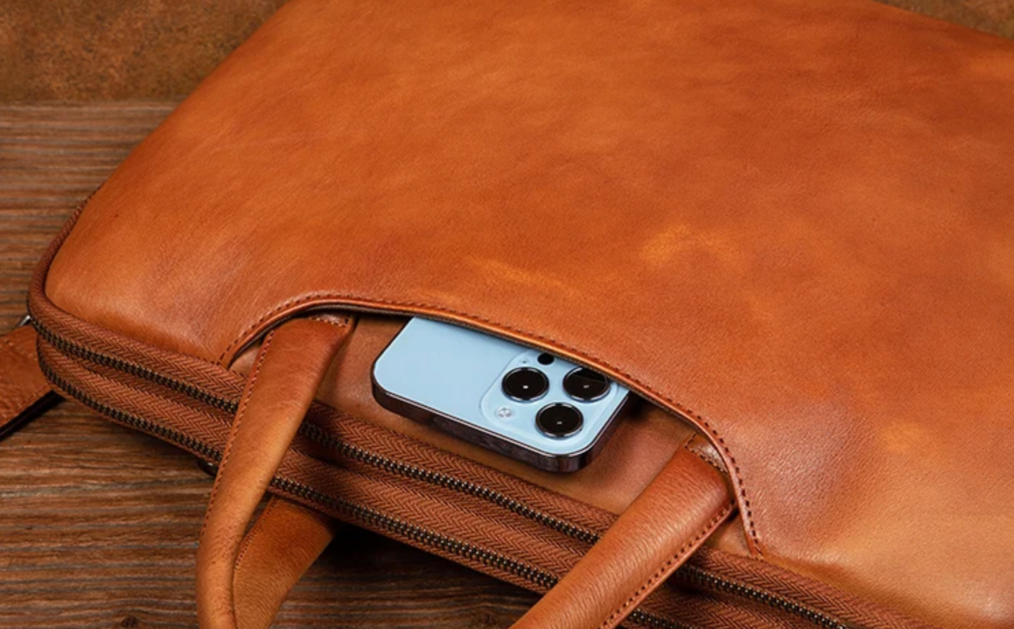 Business Leather Briefcase Men’s Shoulder Laptop Bag