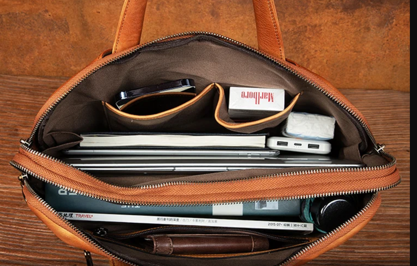 Business Leather Briefcase Men’s Shoulder Laptop Bag