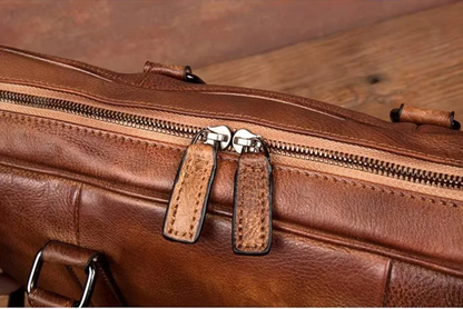 Genuine Leather Business Briefcase & Laptop Bag for Men