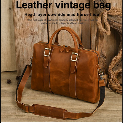 Men's Crazy Horse Leather Business Bag 13.3"