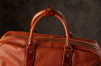 Handmade Cowhide Leather Messenger Bag for Men Travel Crossbody