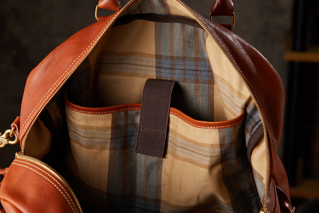 Handmade Cowhide Leather Messenger Bag for Men Travel Crossbody