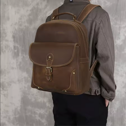 Crazy Horse Leather Travel Backpack For Women