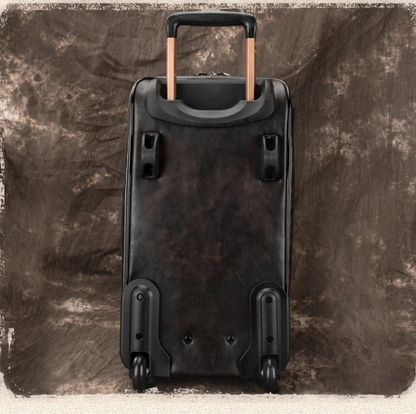 Retro Leather Wheeled Trolley Travel Bag Large Capacity