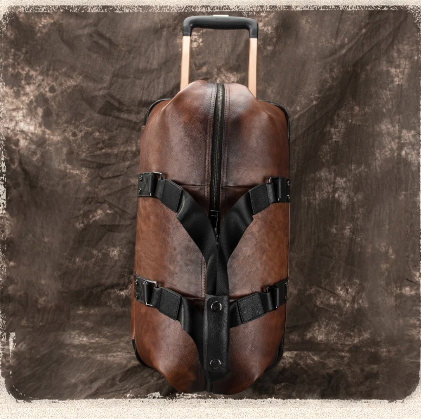 Retro Leather Wheeled Trolley Travel Bag Large Capacity