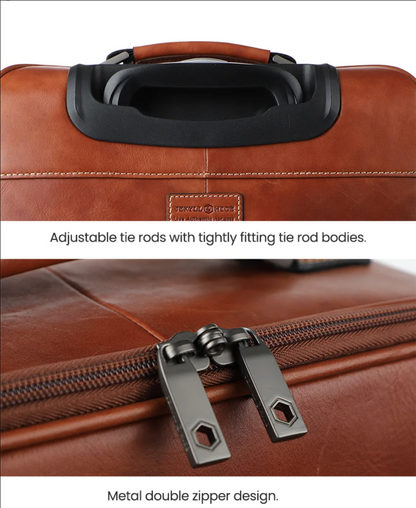 Genuine Leather Spinner Luggage Suitcase for Travel & Business