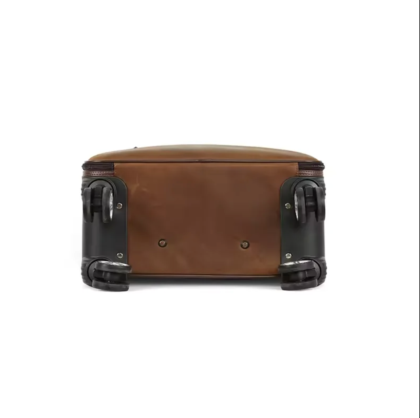 Genuine Leather Trolley Suitcase with Spinner Wheels