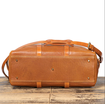 Brown Genuine Leather Overnight Duffle Bag Travel Carry On
