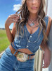 Vintage Denim Sleeveless Western Vest Tank Top