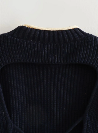 Women’s Black Knit Backless Sleeveless Cropped Sweater Vest
