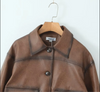 Gradient Brown PU Faux Leather Jacket Women