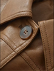 Tan Faux Leather Crop Jacket Women’s Boxy Fit