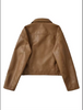 Tan Faux Leather Crop Jacket Women’s Boxy Fit