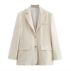 Beige Oversized Blazer Jacket Women Loose Fit Casual Office Wear