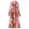 Women's Long Sleeve Floral Shirt Dress with Belt – Button Down Midi Style