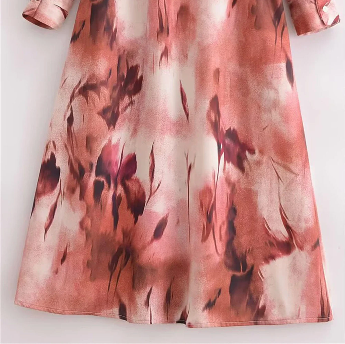 Women's Long Sleeve Floral Shirt Dress with Belt – Button Down Midi Style