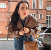 Oversized Brown Faux Leather Bomber Jacket for Women