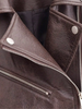 Brown Cropped Faux Leather Biker Jacket with Belt for Women