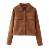 Brown Women’s Faux Suede Shacket Cropped