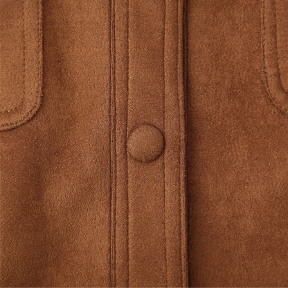 Brown Women’s Faux Suede Shacket Cropped