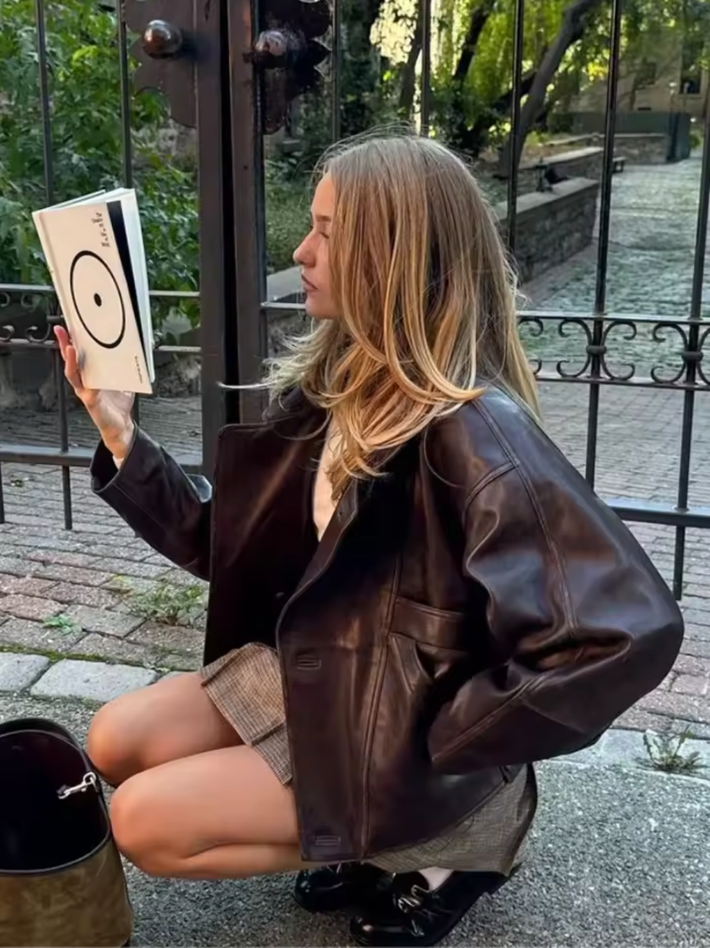 Burgundy Oversized Faux Leather Jacket for Women