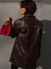 Women’s Brown Faux Leather Blazer Coat