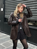 Women’s Brown Faux Leather Blazer Coat