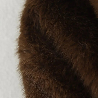 Brown Faux Fur Jacket for Women Cropped Coat