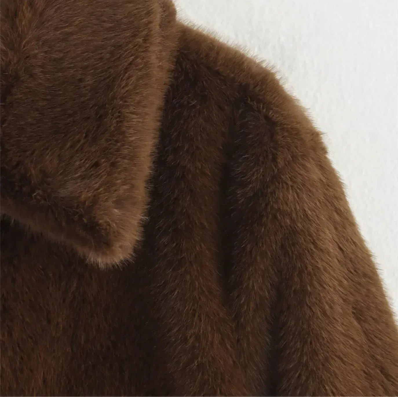 Brown Faux Fur Jacket for Women Cropped Coat