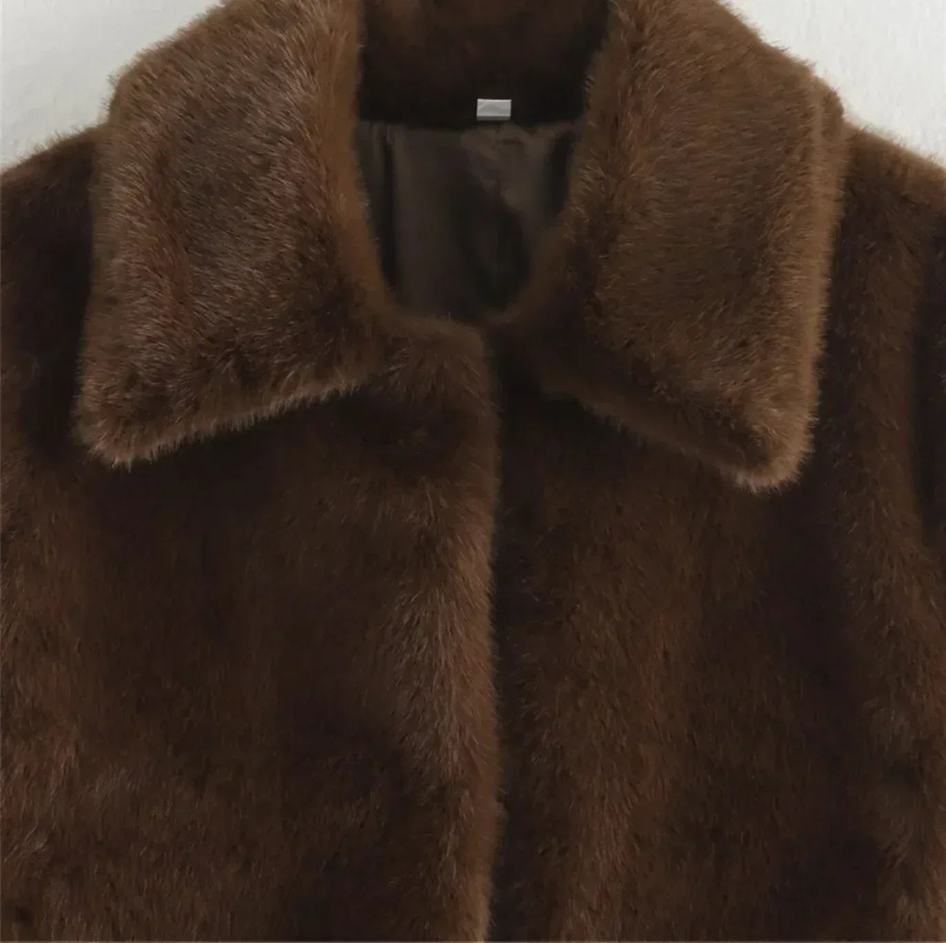 Brown Faux Fur Jacket for Women Cropped Coat