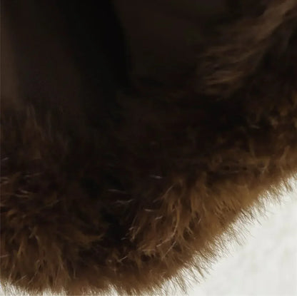 Brown Faux Fur Jacket for Women Cropped Coat