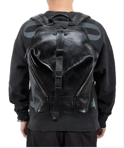 Men’s Leather Backpack with Trolley Sleeve