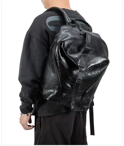 Men’s Leather Backpack with Trolley Sleeve