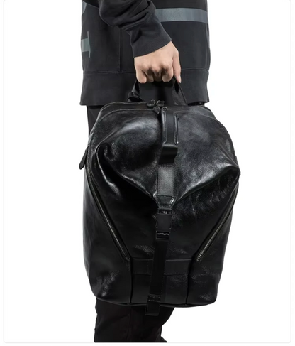 Men’s Leather Backpack with Trolley Sleeve