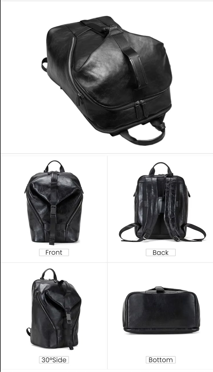 Men’s Leather Backpack with Trolley Sleeve