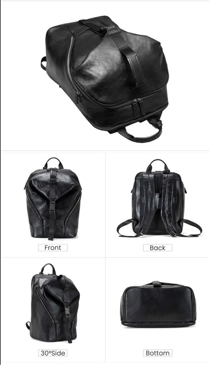 Men’s Leather Backpack with Trolley Sleeve