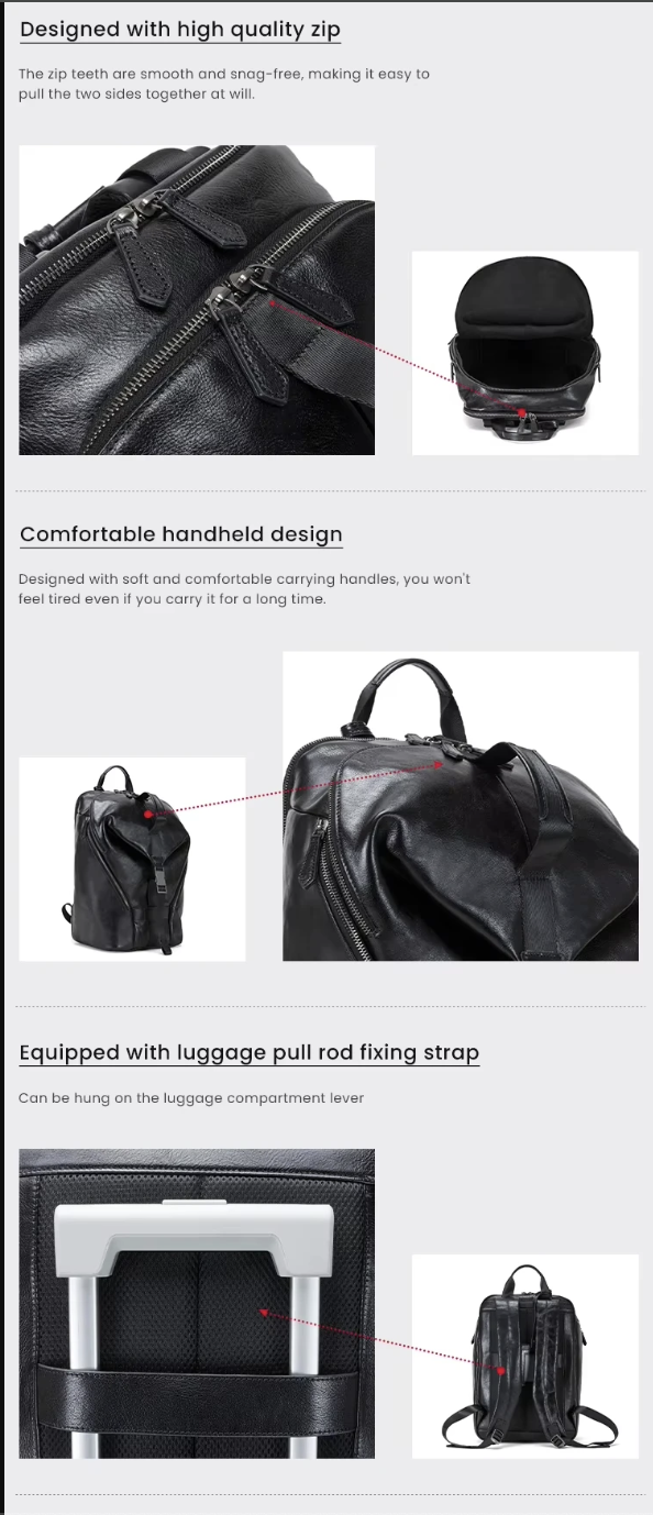 Men’s Leather Backpack with Trolley Sleeve