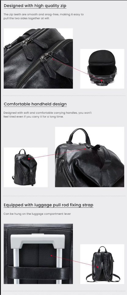 Men’s Leather Backpack with Trolley Sleeve