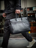 Black Genuine Leather Briefcase Bag Large Capacity 15.6