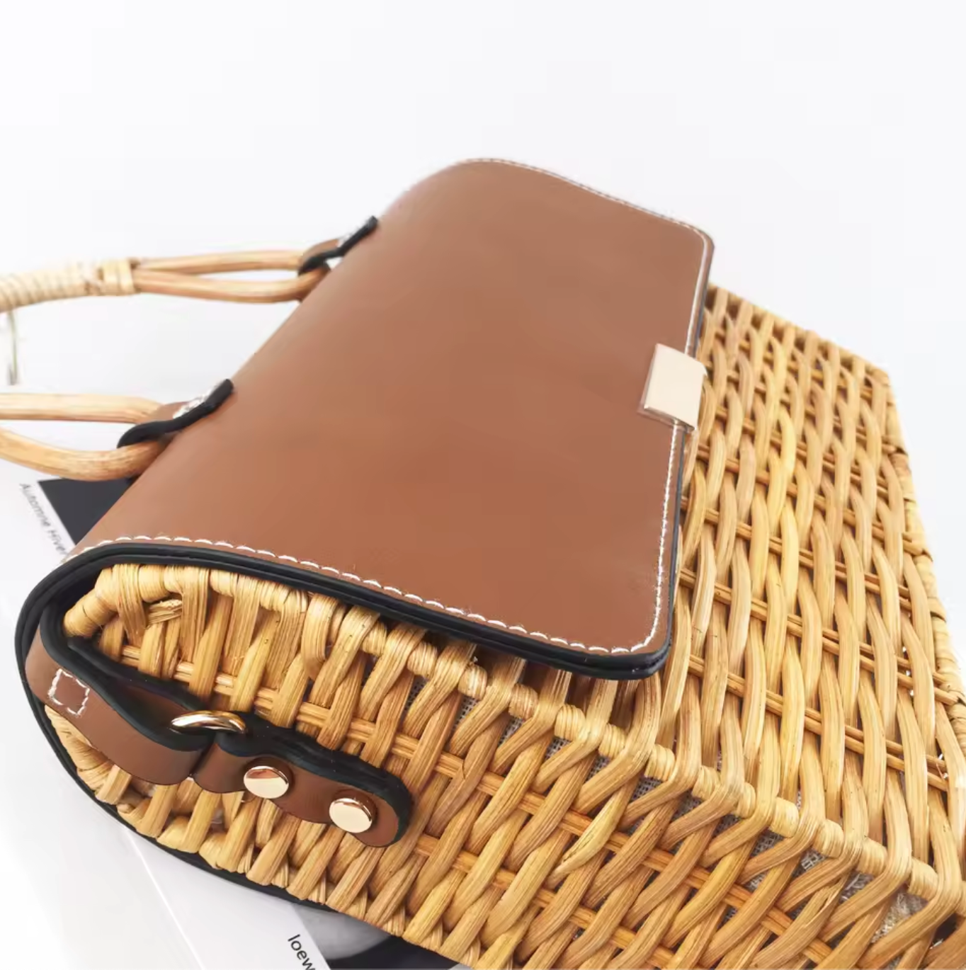 Rattan Women Handbag Wicker Woven Shoulder Crossbody