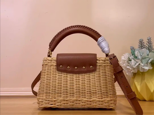 Crossbody Rattan Summer Bag for Beach & Travel
