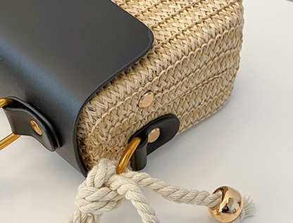 Leather Flap Straw Purses For Summer