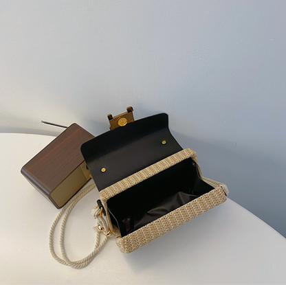 Leather Flap Straw Purses For Summer