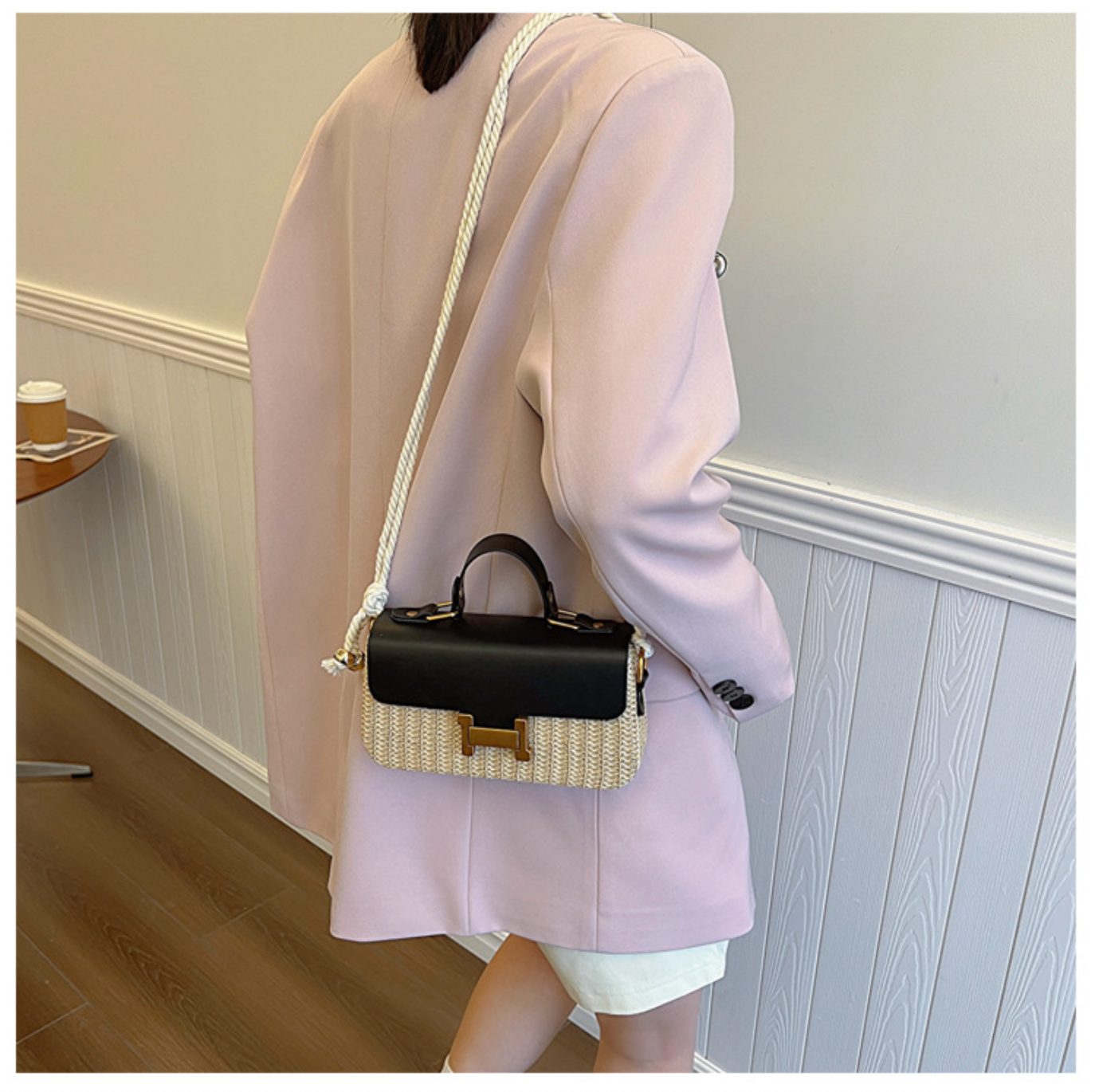 Leather Flap Straw Purses For Summer
