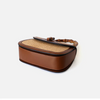 Leather Bamboo Handbag Straw Shoulder Bag with Handle