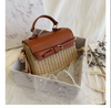 Small Summer Straw Handbag with Leather Flap & Rope Shoulder Strap